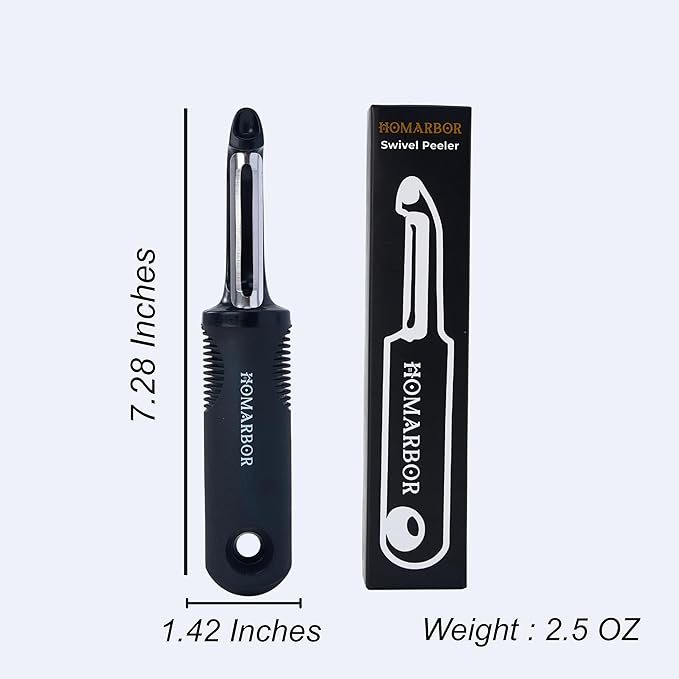 Premium Vegetable Peeler - Soft Grip & Ergonomic Handle - Skin Peeler for Veggies & Fruits - Dishwasher Safe I-Shape Potato Peeler - Black