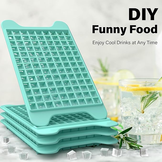Mini Ice Cube Tray for Freezer: FDDBI Small Ice Trays for Freezer with Bin - 117×4PCS Easy Release Nugget Ice Tray - Crushed Ice Tray with Container