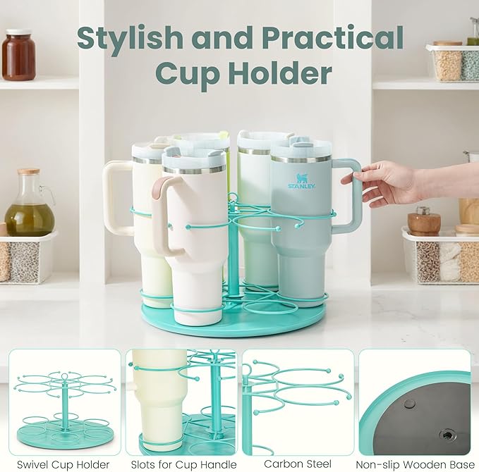 Upgraded Water Bottle Organizer for Stanley 40 oz/30 oz/20 oz,Rotating Stanley Cup Organizer Holder,Tumbler Holder Organizer, Easy to Install Kitchen Organizers and Storage for Stanley Cup Accessories