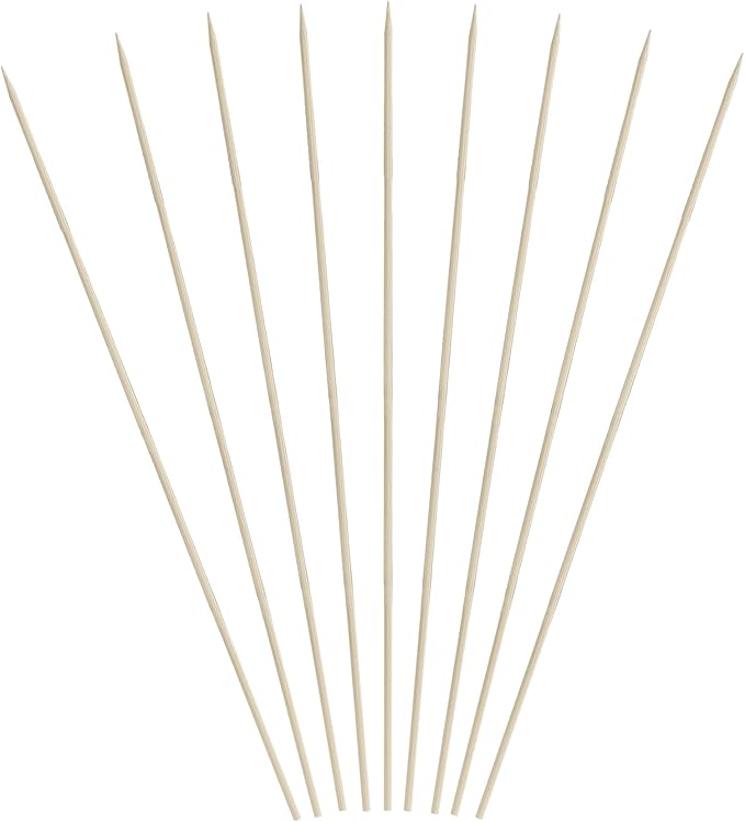 400 Count | KingSeal Natural Bamboo Wood Grilling Skewers for Shish Kebabs, BBQ, and Fruit Arrangements, 6 Inch x 2.5mm Diameter - 4 Packs x 100 Skewers