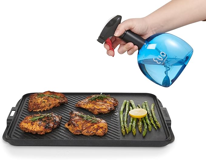 Evo Original Oil Sprayer, Non-Aerosol for Olive Oil, Cooking Oils, and Vinegars, Blue, 24-Ounce Capacity