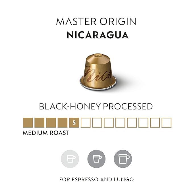 Nespresso Capsules Original Line, Nicaragua Master Origin, Medium Roast Coffee, 50 Count Coffee Pods