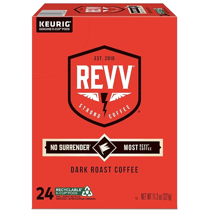 REVV No Surrender Keurig Single-Serve K-Cup Pods, Dark Roast Coffee, 96 Count