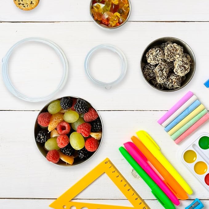 TAVVA Kids Snack Containers for School [12oz/ 7oz/ 3oz] - Stainless Steel Lunch Containers for Kids - Stainless Steel Lunch Box for Kid - Leakproof with Silicone Lids - Dishwasher & Freezer Safe