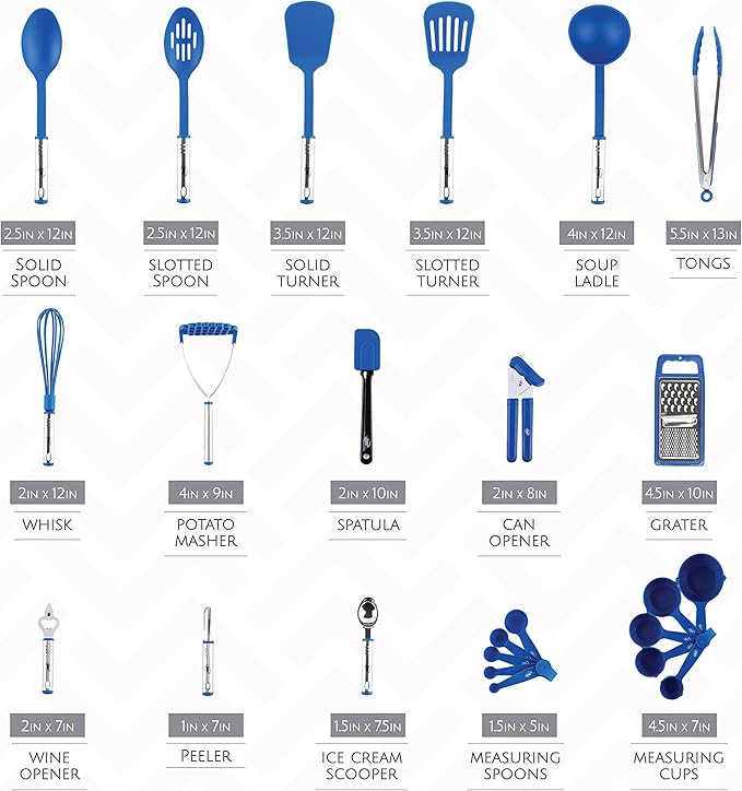 Kitchen Utensils Set, Cooking Utensil Set Kitchen Gadgets, Pots and Pans set Nonstick and Heat Resistant, 24 Pcs Nylon and Stainless Steel, Spatula Set, Apartment Essentials Kitchen Cookware Sets