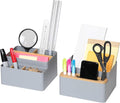 Seville Classics Bamboo Premium Organizer Storage Bins for Kitchen Silverware, Pantry, Closet, Office Desk, Pens, Utensils, Makeup, K Cup, Bamboo/Gray, Desk Caddy