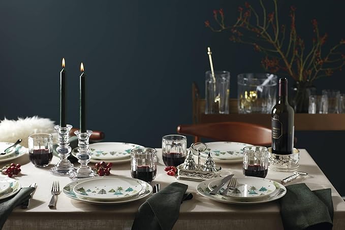 Lenox 880068 Balsam Lane 4-Piece Dinner Plate Set(Green), Christmas Drinkware, Holiday Hosting