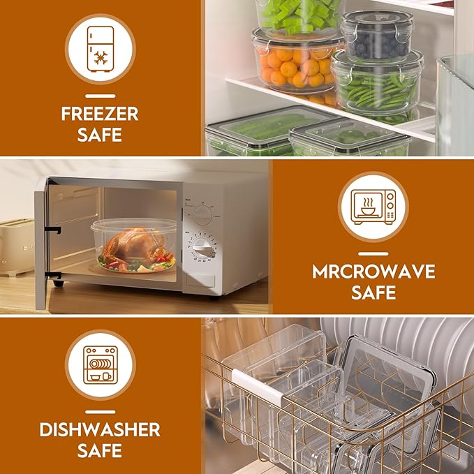 44 PCS Food Storage Containers with Lids Airtight (22 Containers & 22 Lids), Leak proof Meal Prep Container Set for Kitchen Storage, BPA-free, PVC-free Plastic, Microwave/Dishwasher Safe, Labels & Pen