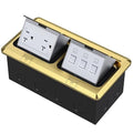 KYHSHJ Dual Pop-Up Floor Electrical Outlet Box Kit，20 Amp Stainless Steel TR Tamper-Resistant Duplex Receptacle Outlet，3-Port RJ45 Datacom Receptacle，ETL Listed, Brass