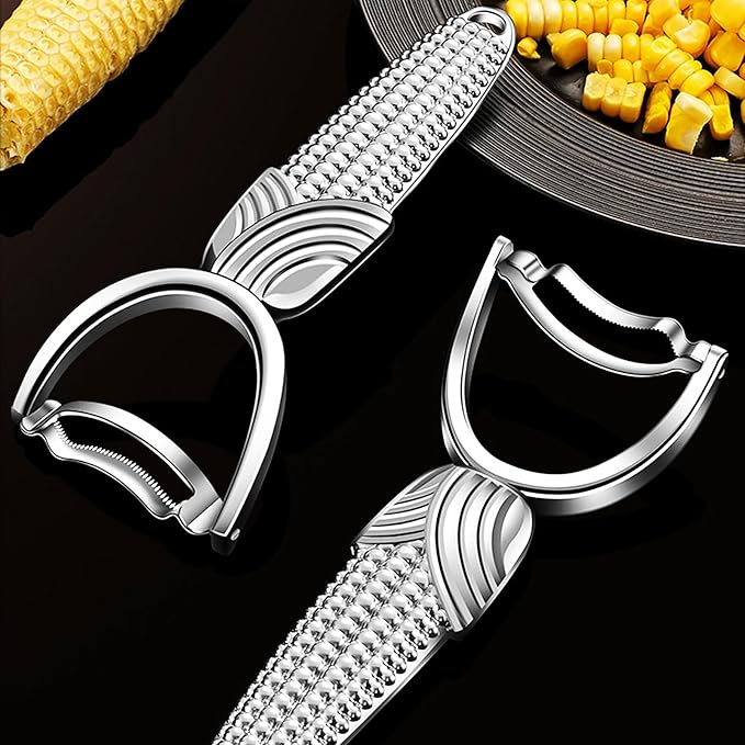 Maxjoy Corn Peeler & Cob Stripper Tool - Stainless Steel Kernel Remover for Corn on the Cob