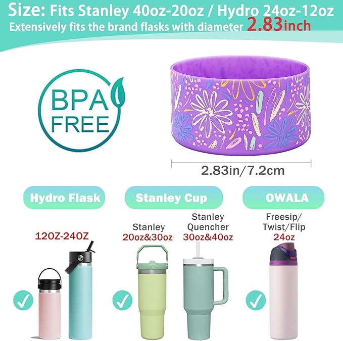 WK IEASON Protective Silicone Base Boot for Hydro Flask Mouth, Anti-Slip Silicone Sleeve Cover Bumper for Hydro Water Bottle Accessories -2.83inch Bottom Diameter