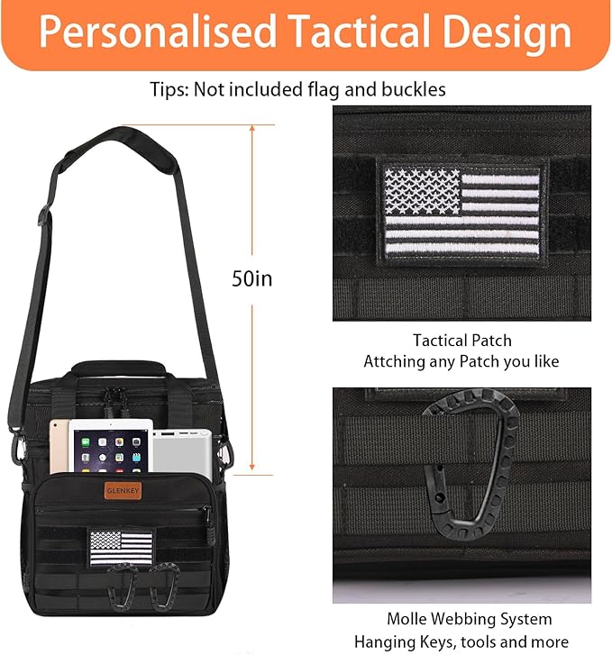 Tactical Insulated Lunch Bag Lunch Box - Expandable Large Cooler Bag for Men - Versatile Lunchbox for Adults Work Shifts Outdoor Trips Black 16L