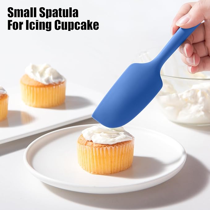 4-Piece Silicone Spatula Scrapers: Doosu 600°F Heat Resistant Food Grade Kitchen BPA Free Rubber Baking Cooking Tool Nonstick Utensil Set for Mixing, Scraping, Folding, Stirring, Serving (Multi-3)