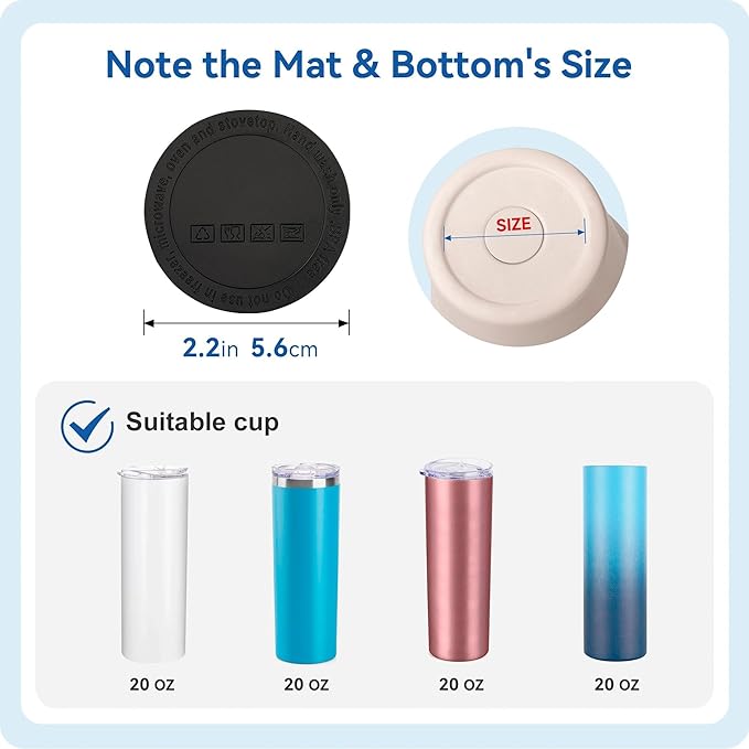Silicone Bottom for 20 oz Slimline Insulated Mug, Non-Slip Rubber Bottom Protector for PYD Life, ZONEGRACE, YOUKOLA, Hiipoo, BJPKPK and more (6 Pack 2.2" 56mm)
