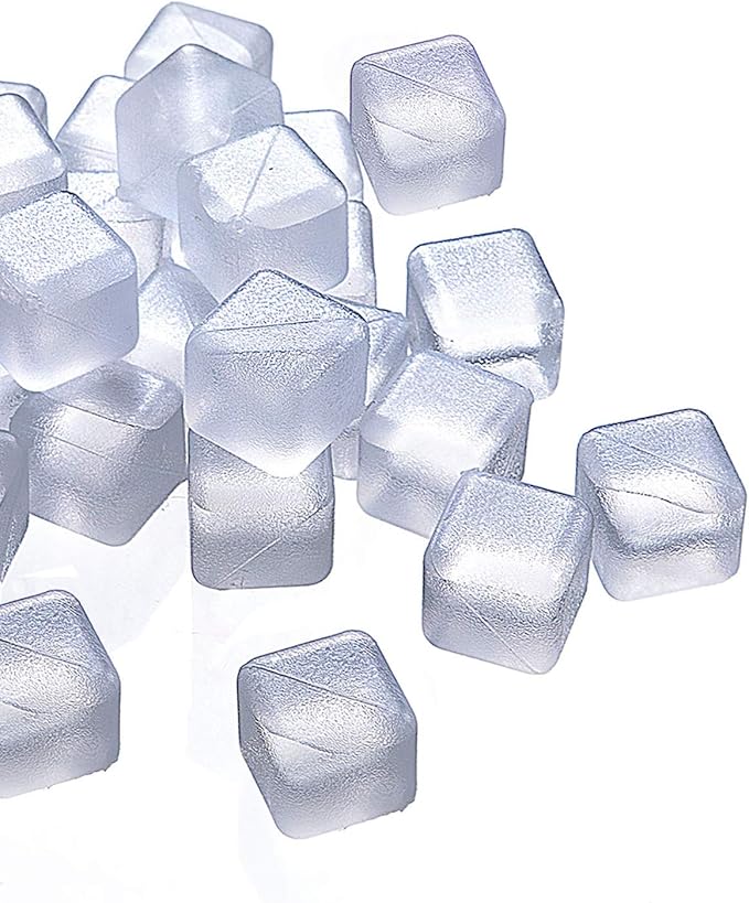 Reuable Ice Cube for Drinks - White Clear Plastic Ice Cube to Keep Drink Cool Longer Filled With Pure Water (20 Packs)
