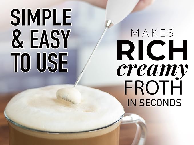 Zulay Kitchen Premium Gift Milk Frother Complete Set - Handheld Foam Maker, Stencils & Frother Set - Whisk Drink Mixer for Coffee - Mini Blender for Cappuccino, Frappe