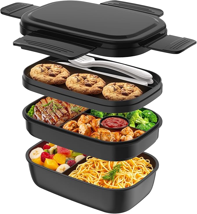 Bento Box Adult, Lunch Box Containers for Men Women with 8 Compartments, Lunch Containers with Utensils, 51 OZ/1900ML, Microwave & Dishwasher Safe