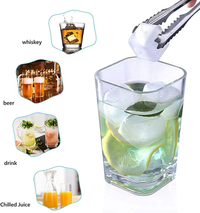 Reuable Ice Cube for Drinks - White Clear Plastic Ice Cube to Keep Drink Cool Longer Filled With Pure Water (20 Packs)