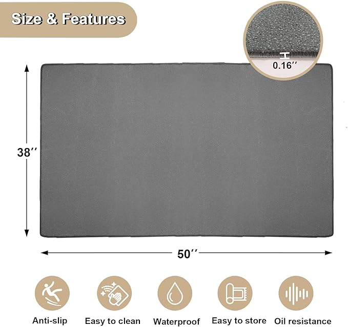 BBQ Grill Mat for Outdoor Grill, 50 x 38 inches Heavy Duty Thickened Under Grill Mats, Oil-Proof Waterproof Floor Protector for Deck and Patio
