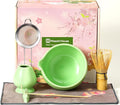 Maestri House Matcha Whisk Set, 7 Pcs Complete Matcha Kit with Spouted Ceramic Bowl, Bamboo Whisk & Holder, Scoop & Sifter, Tea Cloth – Ideal Gift for Matcha Lovers(Green)