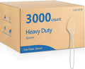 SACATR 3000 Count Plastic Spoons Bulk - Plastic Silverware Spoons Heavy Duty, BPA-Free, Heat Resistant, Suitable for Family Gatherings, Outdoor Events, Commercial Catering