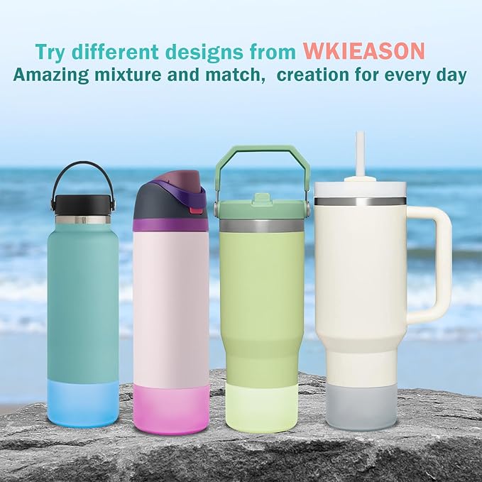 WK IEASON 2 Pcs Tumbler Bottom Protector Boot for Stanley Quencher Adventure 40oz & Stanley IceFlow 20oz 30oz, Stealth Landing-2.83inch Bottom Diameter