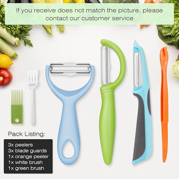 Senbowe Upgrade Potato Peeler for Kitchen, 6PCS Stainless Steel Vegetable Peeler, I and Y Veggie Food Peeler for Apple Fruit Carrot Zucchini Cucumber,Good Grip Makes Peeling Very Easy