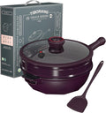 TIBORANG 8 in 1 Multipurpose 11 Inch 5 Quart Heat Indicator Nonstick Deep Frying Pan with Glass Lid,Steamed Grid,PFOA-Free,Dishwasher&Oven Safe,Works with All Stovetops (Midnight Purple)