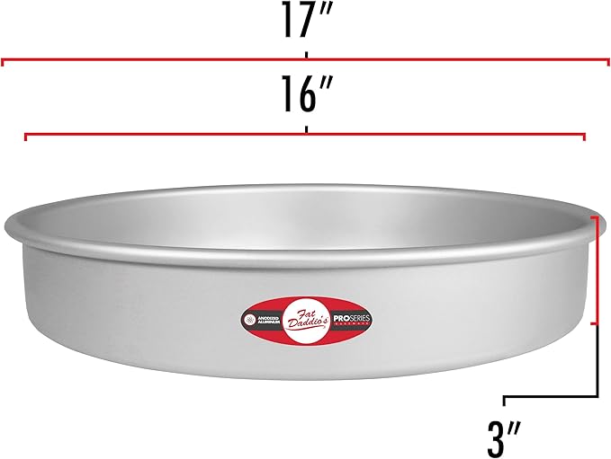 Fat Daddio's Round Cake Pan, 16 x 3 Inch, Silver