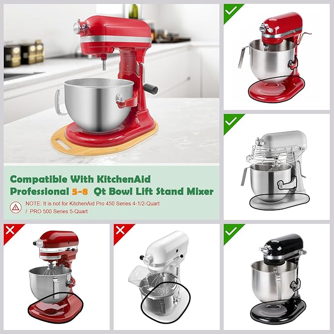 Mixer Slider Compatible with Kitchen aid Bowl Lift 5-8 Qt Stand Mixer - Kitchen Countertop Storage Mover Sliding Caddy for Kitchen Aid 5-8 Qt Mixer (5.5-8 Qt with handle-Natural)