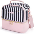 TOURIT Lunch Bag Women Double Deck Lunch Box Insulated Lunch Cooler for Women Men Work, Pink Stripes
