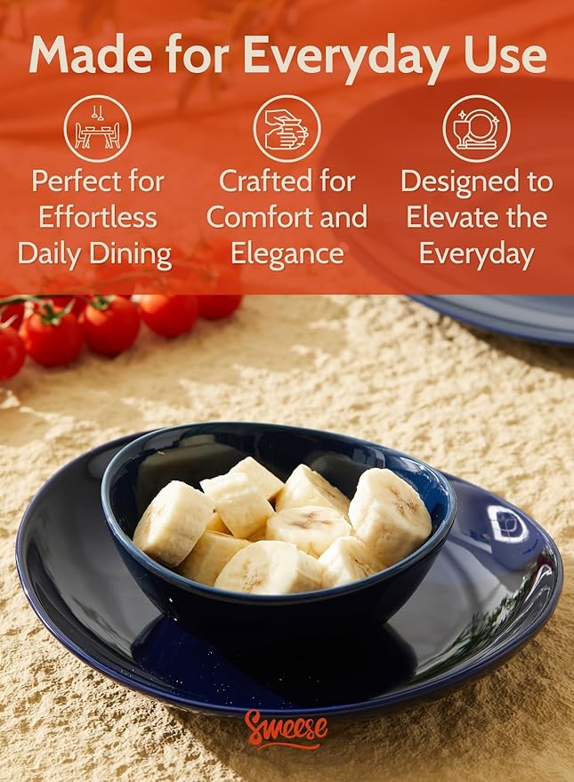 Sweese 10 oz Small Porcelain Bowls - Set of 6 - Ceramic Serving Bowls versatile for Cereal, Fruit, Dessert, Ice Cream, Snack & Yogurt - Shaded of Blue Colored