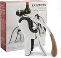 KAYCROWN Stainless Steel Wine Bottle Opener, Vertical Lever Corkscrew with Built-in Foil Cutter Design, Manual Handheld Corkscrew with Ergonomic Lever Pump