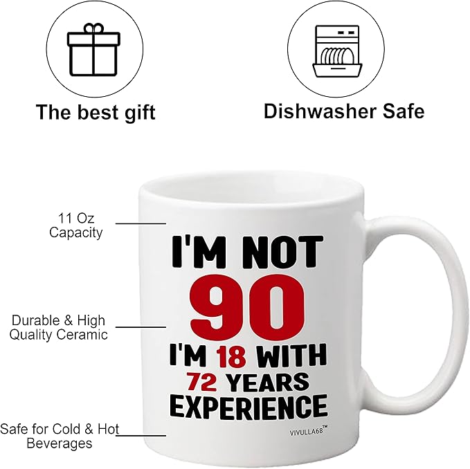 Vivulla68 90th Birthday Gifts For Women Men, 90 Year Old Birthday Gifts For Women, 90th Birthday Gift Ideas, Gifts For 90 Year Old Woman Man, 90 Yr Old Birthday, 90th Birthday Cups For Grandma Grandpa
