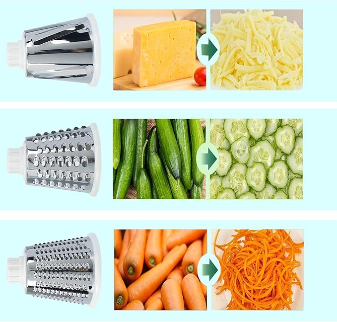 Cheese Grater MultiFunction Rotary Cheese Grater Hand Crank – Cheese Shredder Effortlessly Shred,Slice,Chop.Applicable to Cheese, Vegetables,Fruits,Nuts,Non-Slip Suction Base,Easy to Clean (blue)
