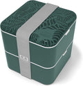 monbento - Large Bento Box MB Square Jungle with Compartments - Leakproof Lunch Box for Work and Meal Prep - BPA Free - Food Grade Safe - Nature Pattern - Green