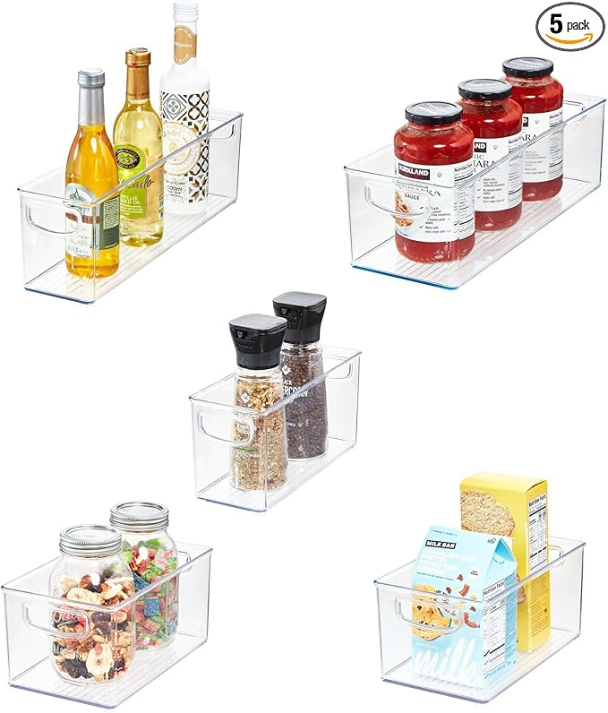 iDesign Stackable Pantry Bins with Handles, 4 Different Sizes, 5 Pack, Clear, Made in USA