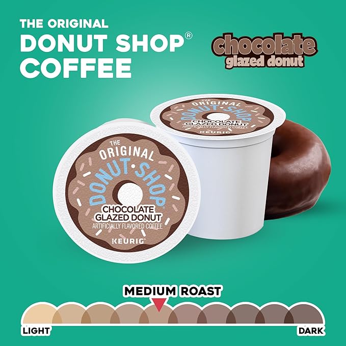 The Original Donut Shop Coffee Chocolate Glazed Donut Keurig Single-Serve K-Cup Pods, Medium Roast Coffee, 60 Count (6 Packs of 10)