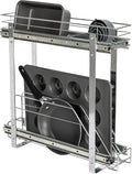Household Essentials Glidez Multipurpose Chrome-Plated Steel Pull-Out/Slide-Out Storage Organizer for Cookware and Bakeware - 2-Tier Design - Fits Standard Size Cabinet or Shelf, Chrome