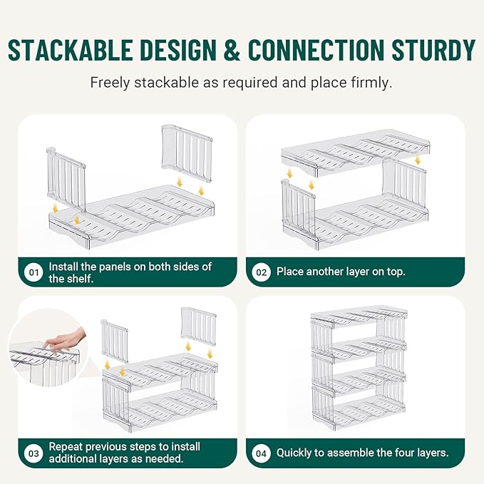 Large Tumbler Organizer for 8 Stanley Cup, Kitchen Organizers and Storage for Stanley Cup Accessories, Stackable Water Bottle Organizer Fits 20/30/40 oz Cup, Good for Fridge Kitchen Storage