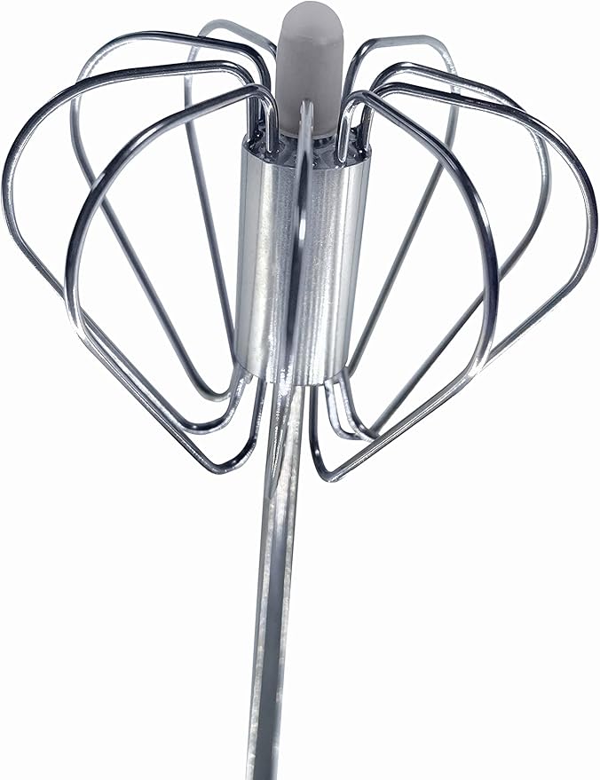 Stainless Steel Push Whisk - Easy to Use Manual Hand Mixer & Plunger Whisk - Make Froth, Foam & Whipped Cream - Semi Auto Egg Beater Plastic Tip Won’t Scratch Pans (2 Pack 10in & 12in) RED