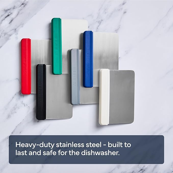 Misen Stainless Steel Bench Scraper - Versatile Food Scraper with Walnut Handle - Ideal for Kitchen, Pastry & Dough - Durable Cutting Board Scraper Tool - Effortless Transfer into Pots & Pans - Black