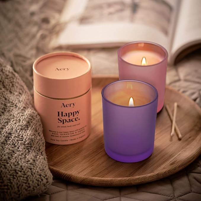 Thick Candle Jars for Making Candles 12 Pcs, 7 OZ Empty Jars with Wood Lids for Candle Making, Sample Container, Frosted Purple