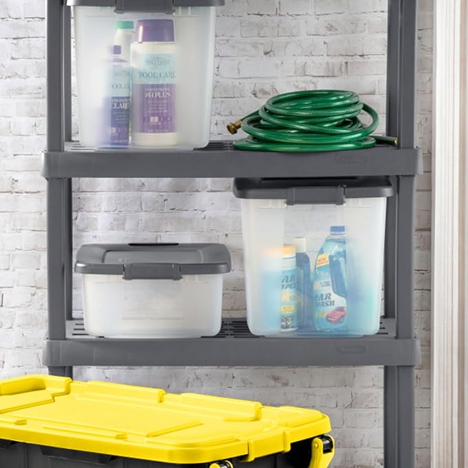 Sterilite 18-Pack Plastic Storage Bins w/ Lids, Shelf Totes Clear Containers, 25 Qt, Gray