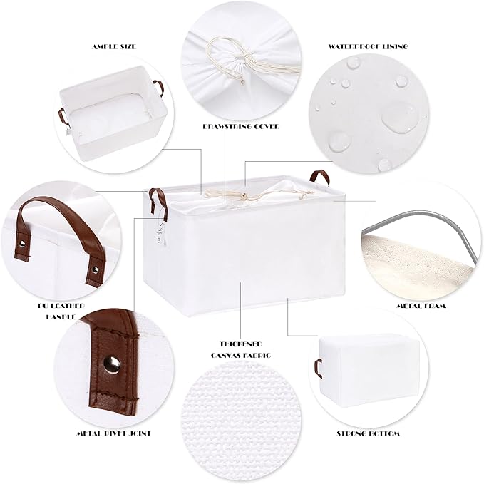 Hinwo 70L Extra Large Storage Bins, 6-Pack Closet Organizers and Storage, Foldable Clothes Storage Baskets with Handles, Containers for Clothing, Blanket, Comforters, Toys, Bedding (White)