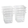 1/6 Size Food Containers 6 Pack 6 Inch Deep Pan Clear BPA free Polycarbonate Stackable Commercial Hotel Pan for Kitchen Business and Food Serving
