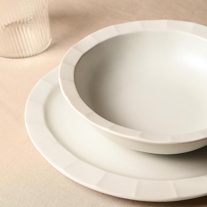 Stone Lain Oasis 4-Piece Dinner Plate Set Stoneware, White
