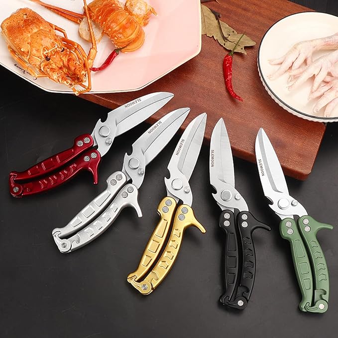 Kitchen Shears Heavy Duty Poultry Shears Meat Cutting Dishwasher Safe and Stainless Food Kitchen Scissors for Chicken Turkey Thanksgiving,Black