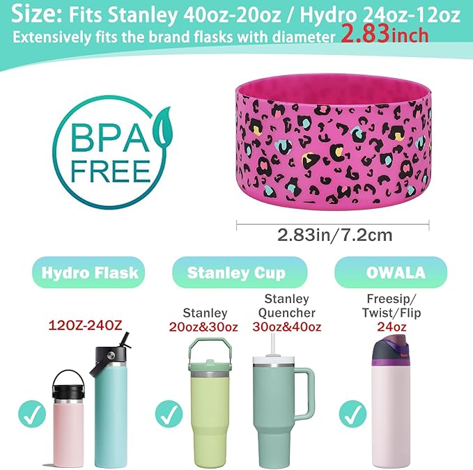 WK IEASON Protective Silicone Base Boot for Hydro Flask Mouth, Anti-Slip Silicone Sleeve Cover Bumper for Hydro Water Bottle Accessories -2.83inch Bottom Diameter