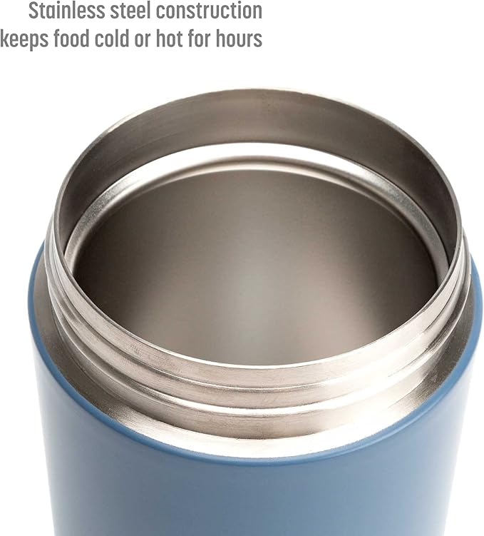 Goodful Stainless Steel Food Jar, Double Wall Vacuum Sealed Insulated Food Storage Container with Carry Handle Lid, 16-Ounce, Deep Blue